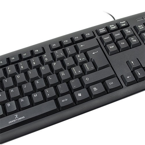 Teclado Alambrico Resistente A Salpicaduras Y Derrames Teclas De Membrana Conector Usb Perfect Choice - Negro