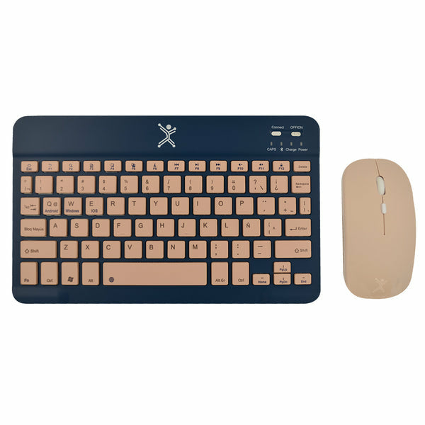 Kit Teclado Y Mouse Inalambrico Bluetooth Recargable Ergonómico Compacto Perfect Choice Genova - Azul