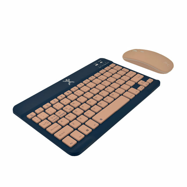 Kit Teclado Y Mouse Inalambrico Bluetooth Recargable Ergonómico Compacto Perfect Choice Genova - Azul