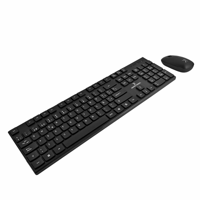 Kit Teclado Y Mouse Inalámbricos Conector Usb Resistente A Derrames Silencioso Perfect Choice Dust - Negro