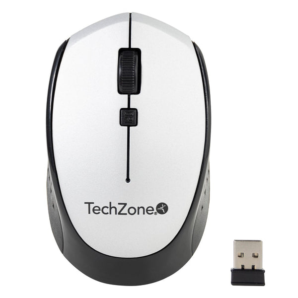 PC Gamer Mouse Ergonómico TechZone Óptico TZ19MOU01-INA, Inalámbrico, USB, 1600DPI, Negro/Plata - México