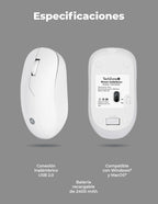 Mouse Techzone Tzacmoi49 Recargable Inalambrico Alta precisión 1200 Dpi 2.4 Ghz Blanco