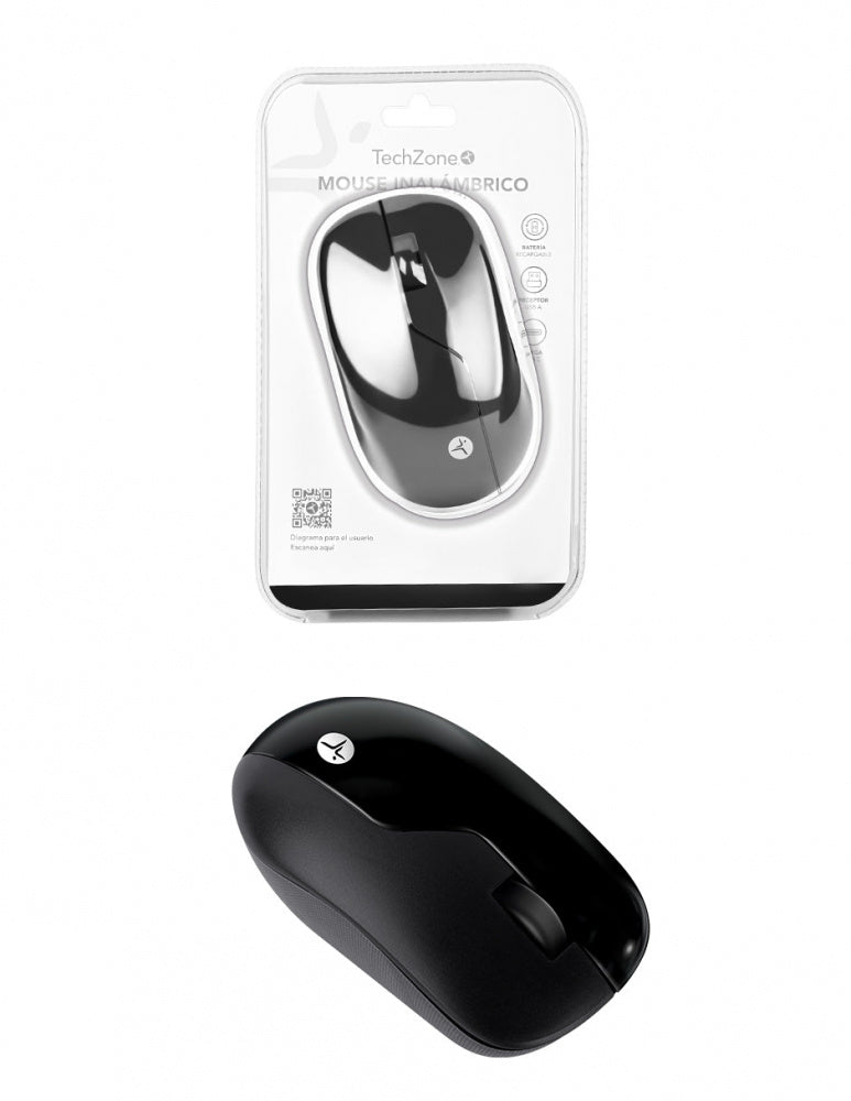 Mouse Techzone Tzacmoi50 Recargable Inalambrico Alta precisión 1200 Dpi 2.4 Ghz Negro