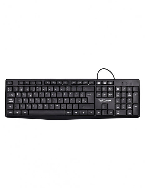 Teclado Techzone Tzactca04 Alambrico Standard Usb Ergonomico Negro
