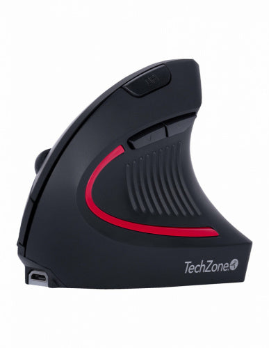 Mouse Ergonómico Techzone Vertical TZMOUINA-06, Inalámbrico, USB, Negro