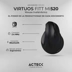 Mouse Acteck AC-936224 Virtuos Fitt MI520 Óptico, Inalámbrico, RF USB/Bluetooth, 2400 DPI, Recargable, Negro