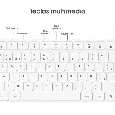Kit Teclado y Mouse BROBOTIX 406993 Inalámbrico Bluetooth, Blanco