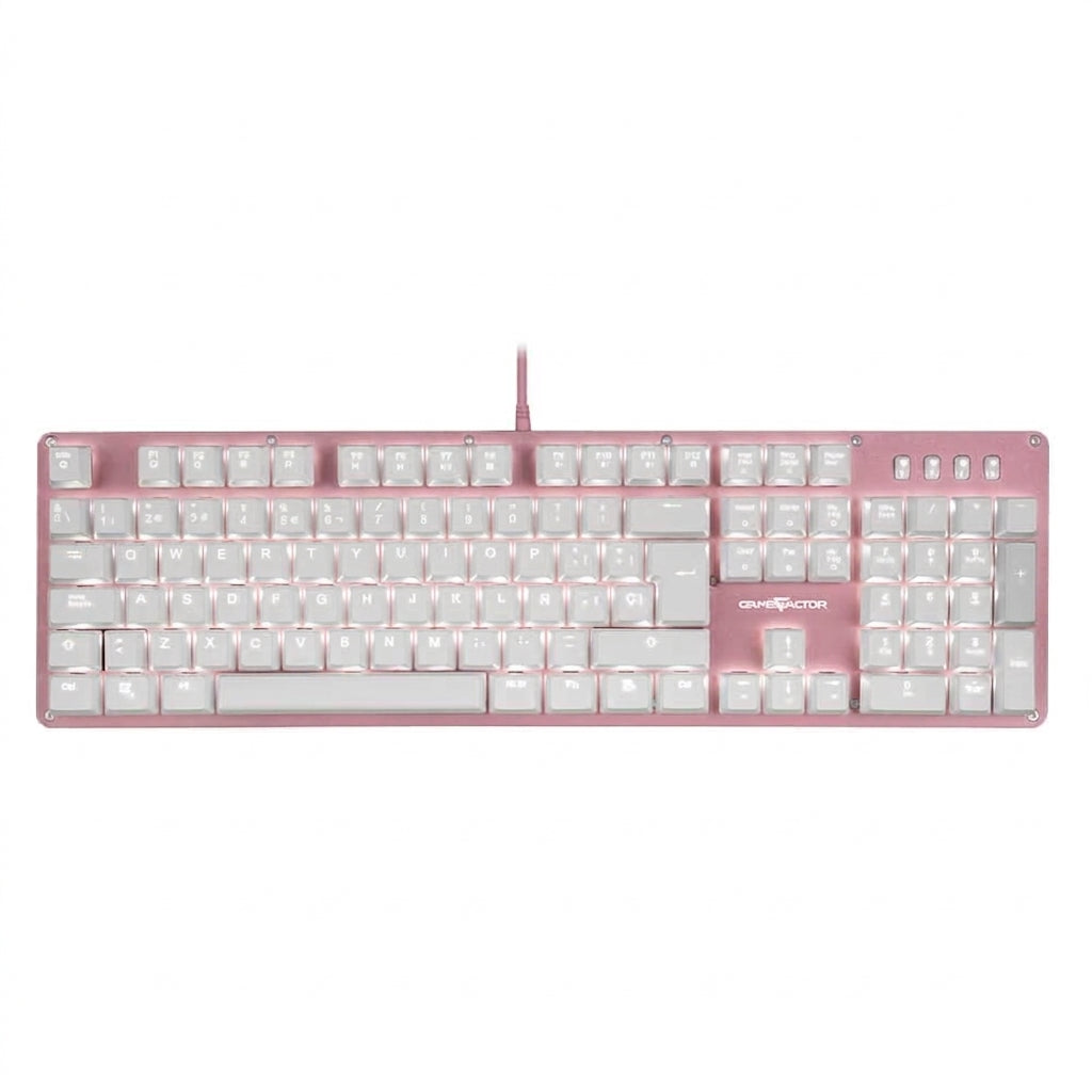 Teclado GAME FACTOR KBG400-PK-RD Mecánico Switch Red, USB, Rosa