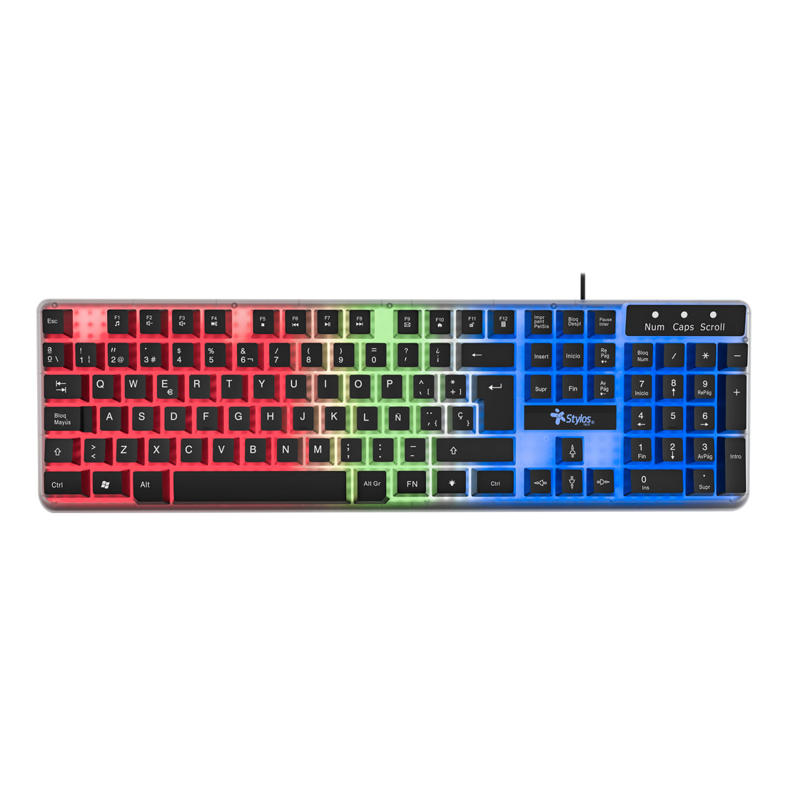 Teclado Stylos STTEALLED1T LED, Negro