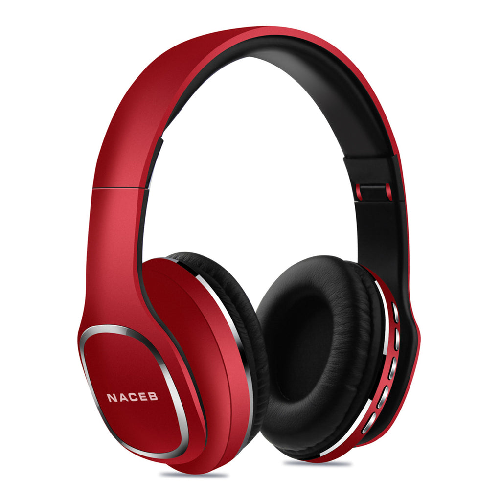 Audífonos NACEB NA-0307R Curvo, Diadema, Micrófono, Bluetooth, Plegable, Rojo