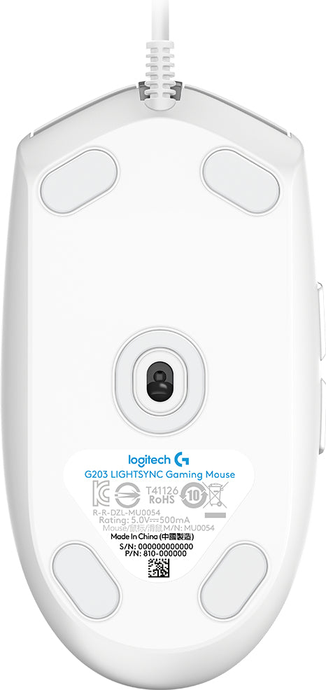 Mouse Gamer LOGITECH G203, 200-8.000 dpi, USB, Color blanco