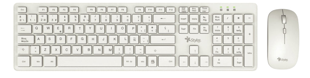 Kit Teclado y Mouse Stylos STPKTM5W, Blanco