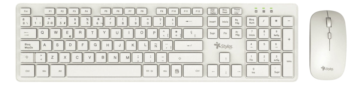 Kit Teclado y Mouse Stylos STPKTM5W, Blanco