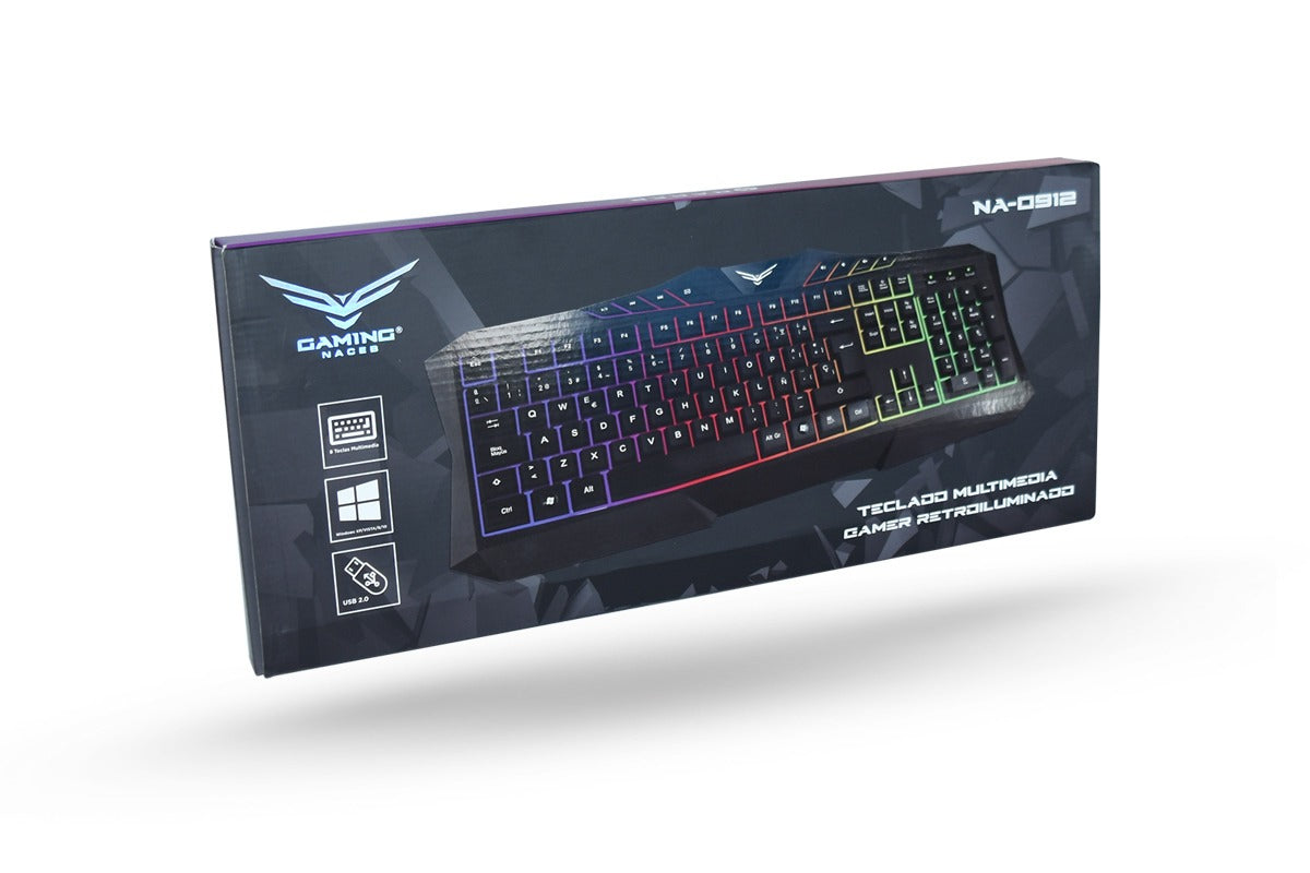 Teclado Gamer Naceb Gaming NA-0912, USB, Negro