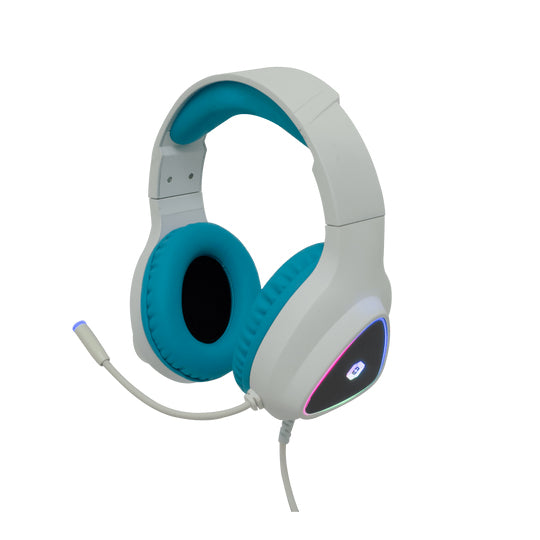 Kit Teclado y Mouse Gamer VORTRED V-930457, Blanco/Cian