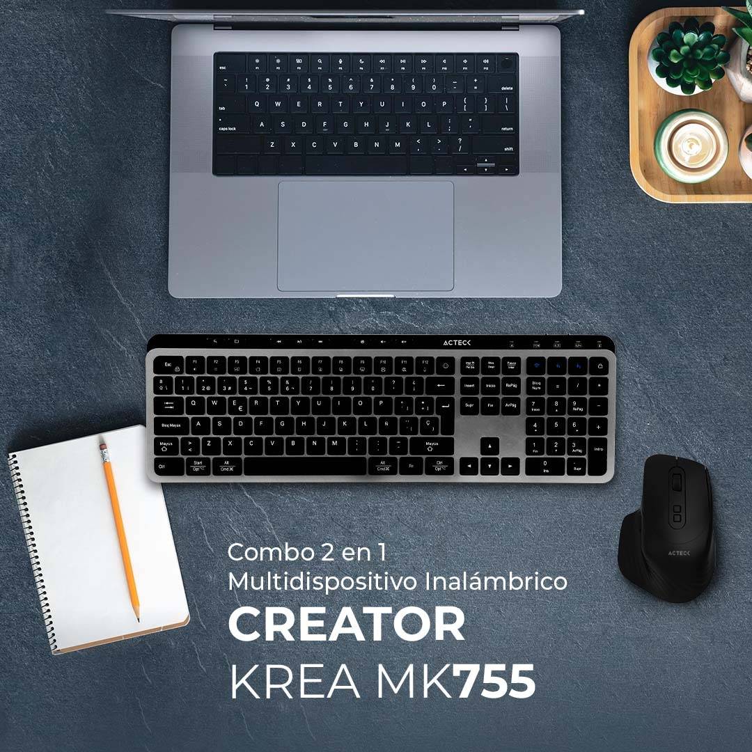Kit Teclado y Mouse ACTECK MK755 Inalámbrico, Negro