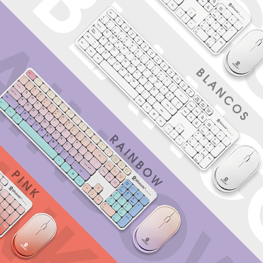 Kit Teclado y Mouse BROBOTIX 6008010, USB, Blanco