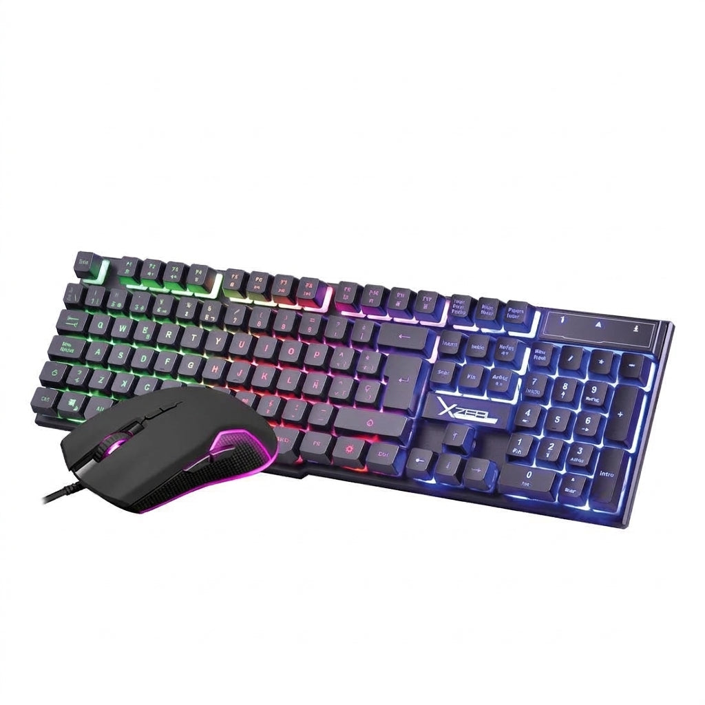 Kit Teclado y Mouse Xzeal XSKTALRW1B Alambrico, Mouse 6 Botones, 3200DPI, Negro, Retroiluminado