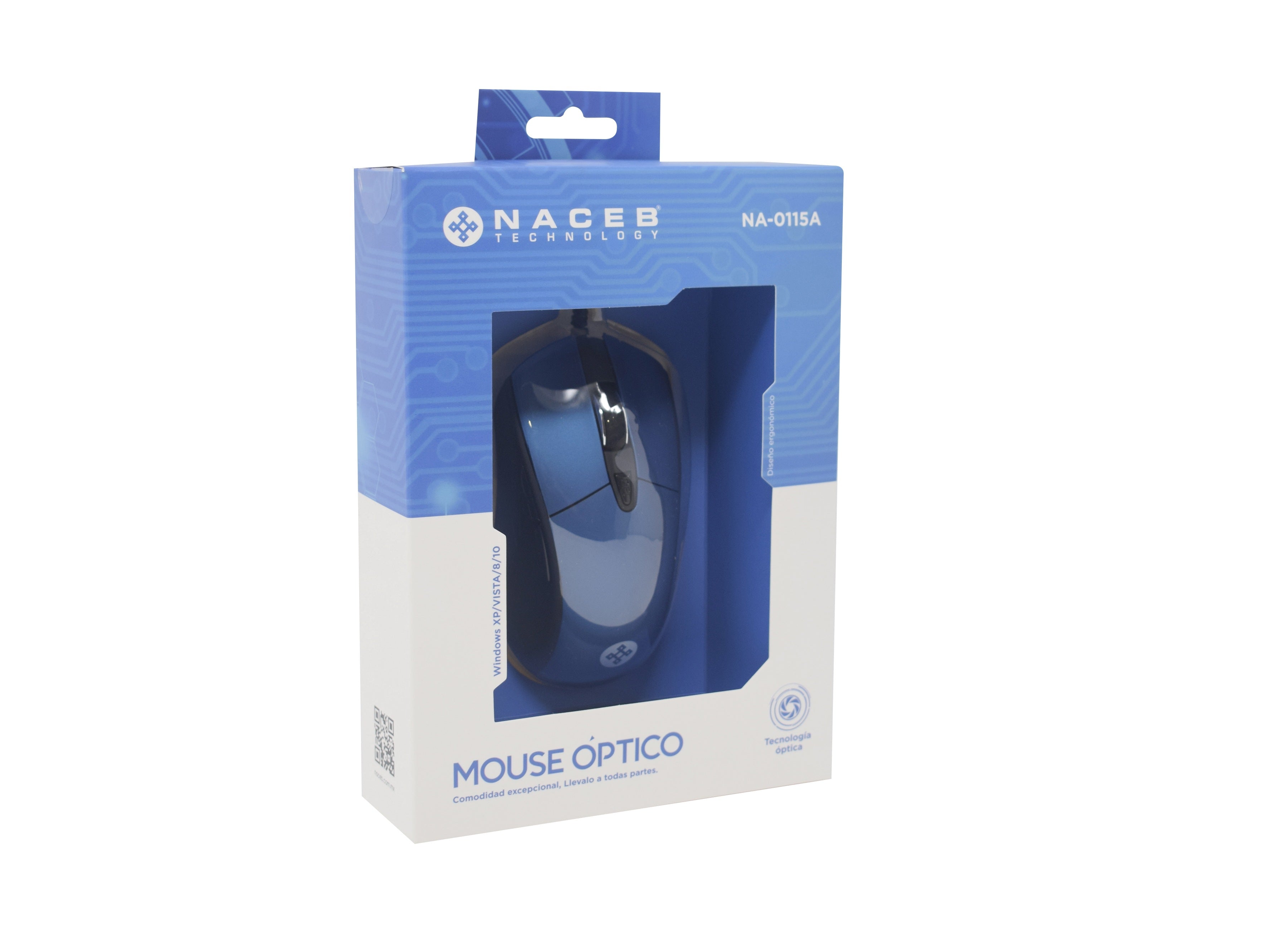 Mouse Naceb Technology NA-0115A Óptico, Alámbrico, 6 botones, 800 - 2400 DPI, Azul