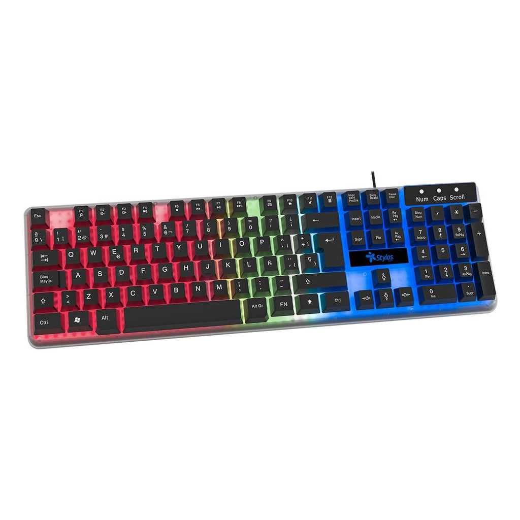 Teclado Stylos STTEALLED1T LED, Negro