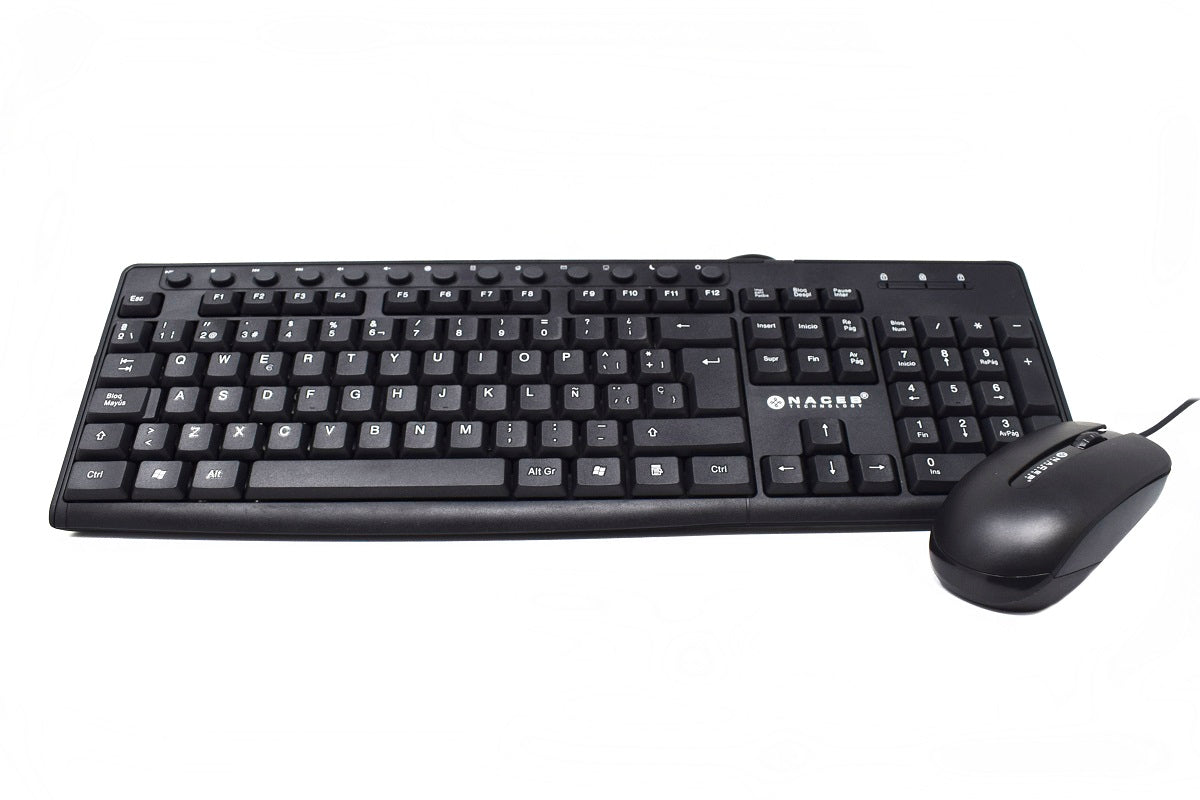 Kit Teclado y Mouse Naceb Technology NA-112N, Negro