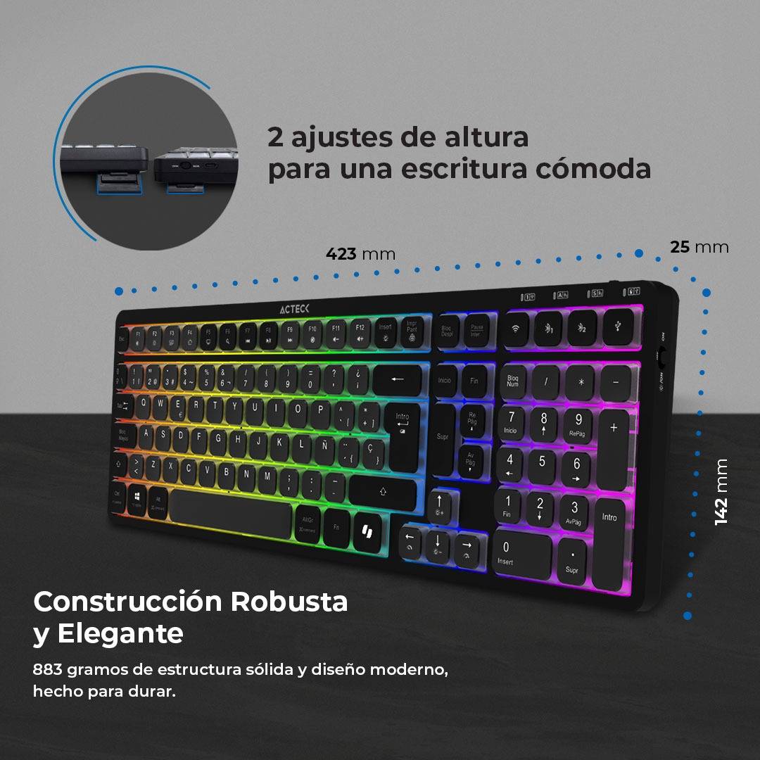Teclado ACTECK TI790 Inalámbrico, Bluetooth, Negro