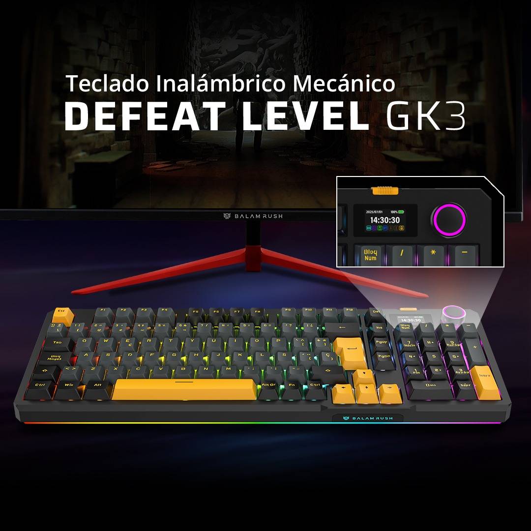 Teclado Gamer Balam Rush DEFEAT LEVEL GK3 IPS 14", RGB
