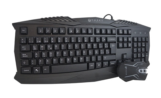Kit Teclado y Mouse Gamer Naceb Technology NA-617, USB, Negro