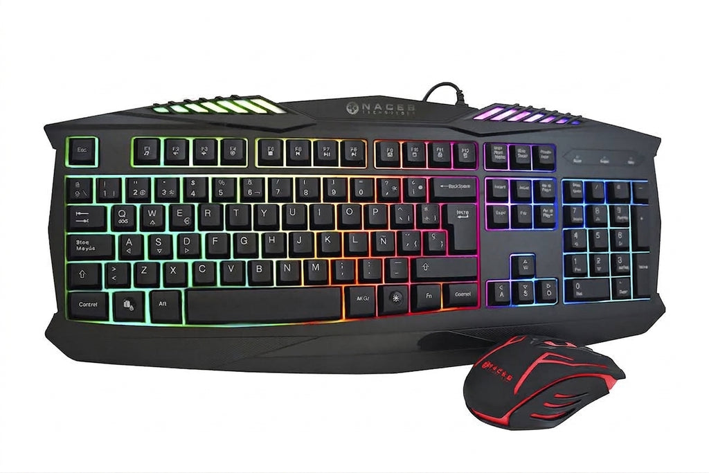 Kit Teclado y Mouse Gamer Naceb Technology NA-617, USB, Negro