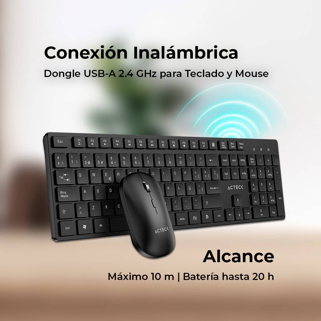 Kit Teclado y Mouse ACTECK CREATOR VANTAGE AERO MK555 VA, Negro