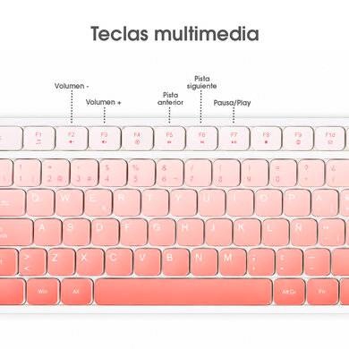 Kit Teclado y Mouse BROBOTIX 6008041 Inalámbrico Bluetooth, Rosa