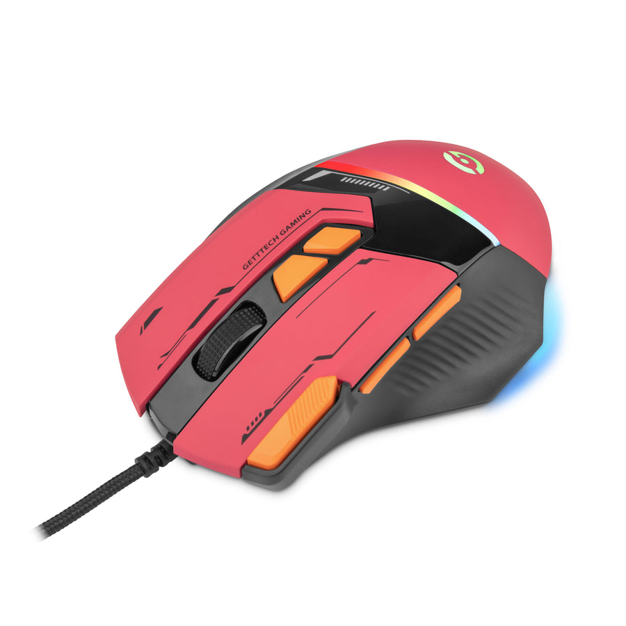 Mouse Gamer GETTTECH GPM-RGBWR-G1-RD, Rojo