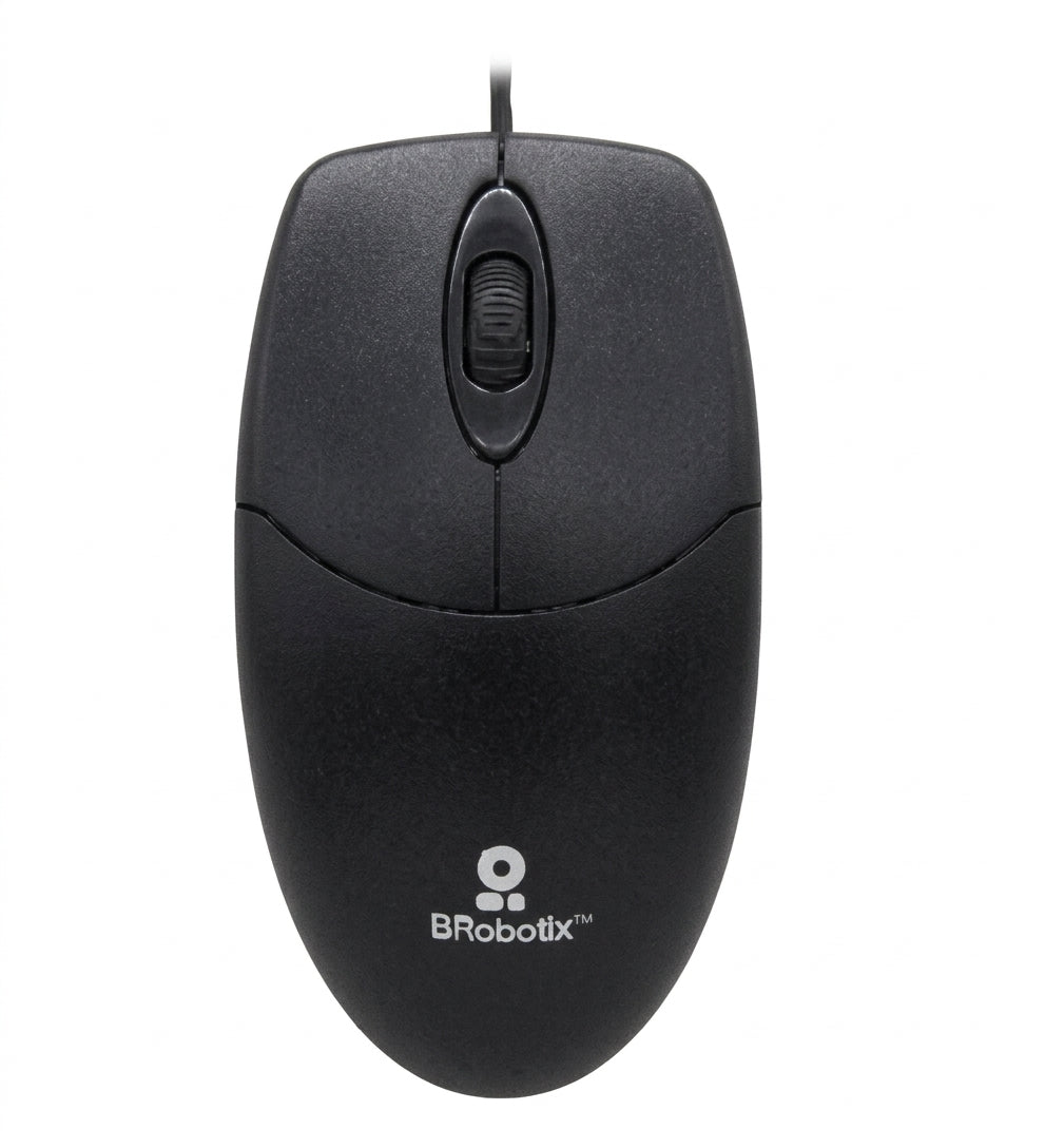 Mouse BROBOTIX 497202 Óptico, Alámbrico, USB, Negro