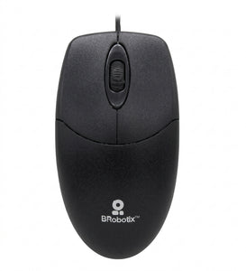 Mouse BROBOTIX 497202 Óptico, Alámbrico, USB, Negro