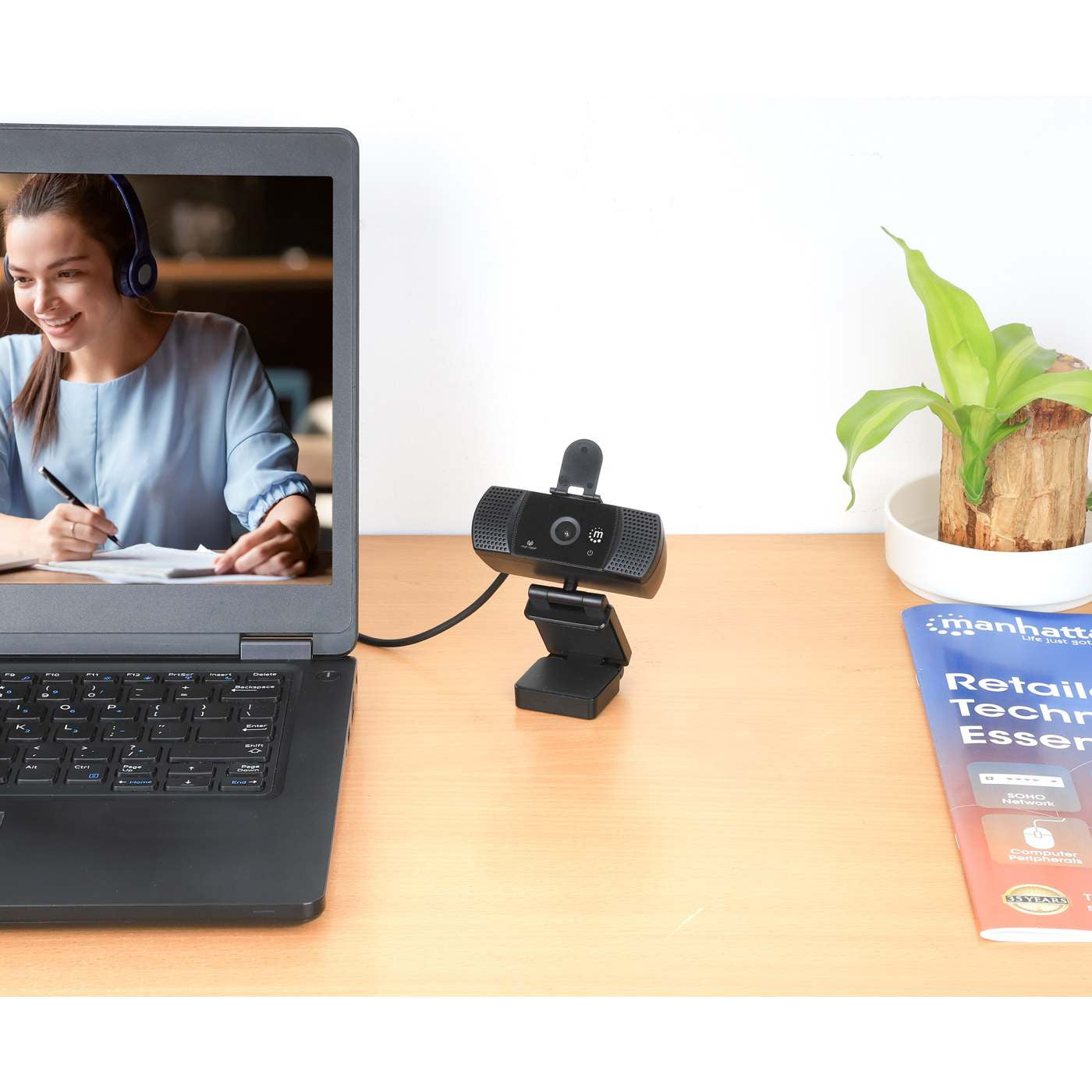 Webcam MANHATTAN 462556 VA, 1920 x 1080 Full HD, USB-C, Negro