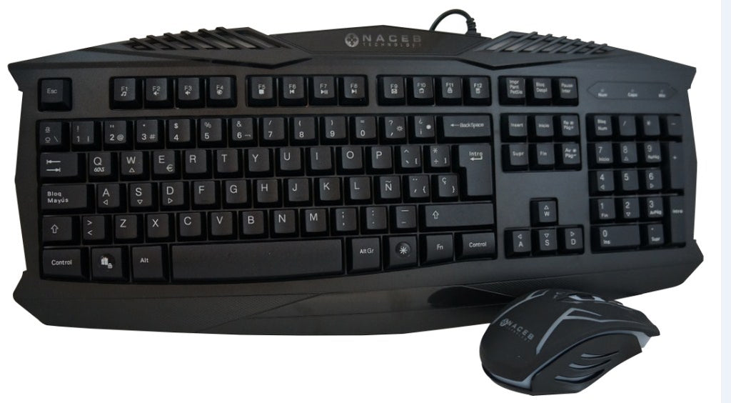 Kit Teclado y Mouse Gamer Naceb Technology NA-617, USB, Negro