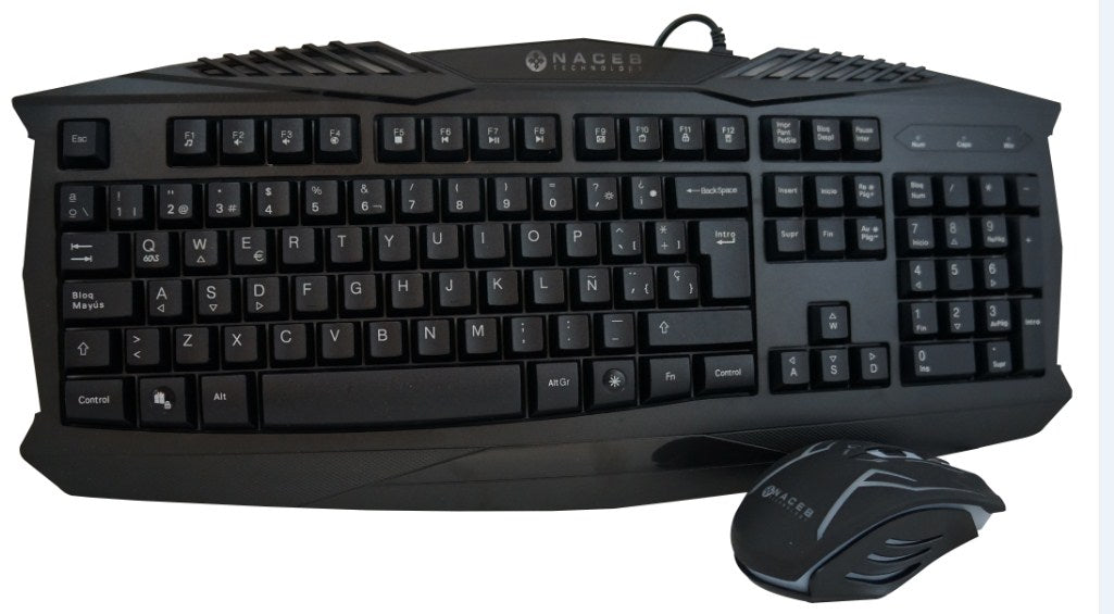 Kit Teclado y Mouse Gamer Naceb Technology NA-617, USB, Negro