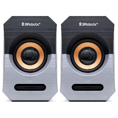Bocinas BROBOTIX 963913, USB/3.5 mm, Negro