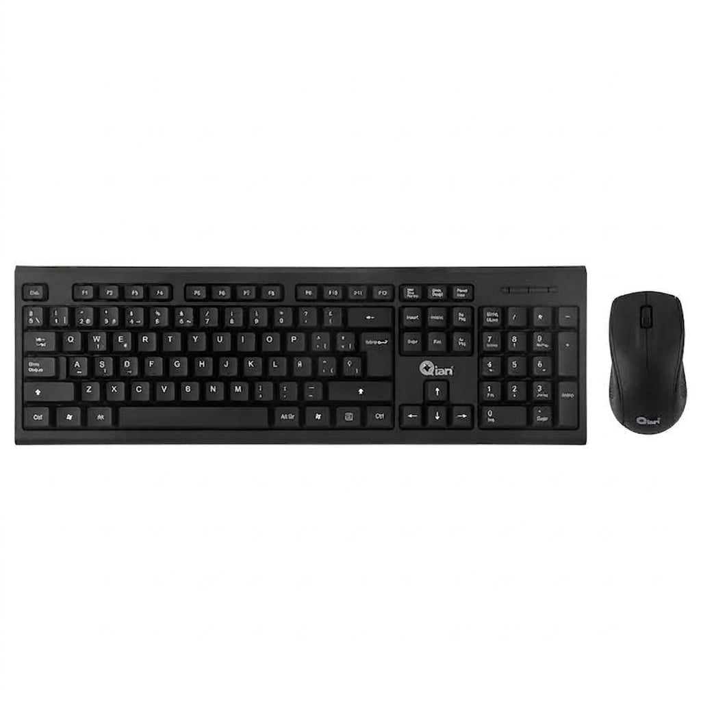 Kit Teclado y Mouse Qian QKX-WRESP-01-BK, USB, Negro